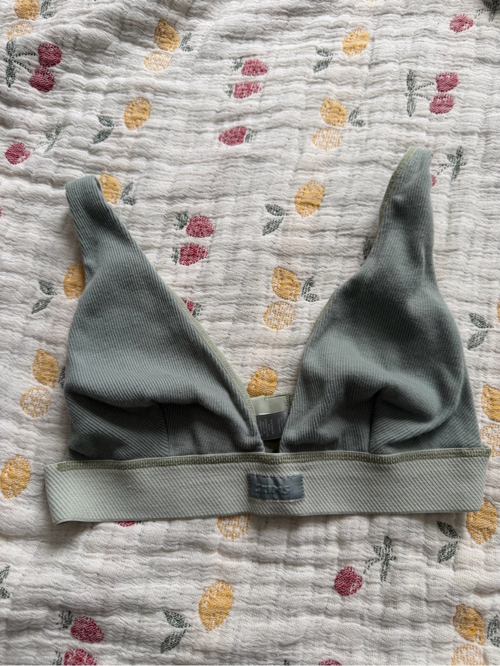 SKIMS Soft Ribbed Triangle Bralette in Sage Green